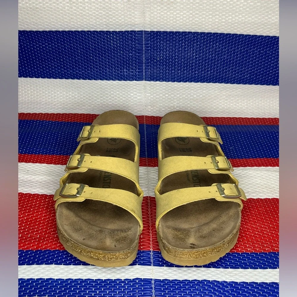 Women’s - Birkenstock Florida Vegan Three Strap Tan Latte Sandals Size 6 Shoes